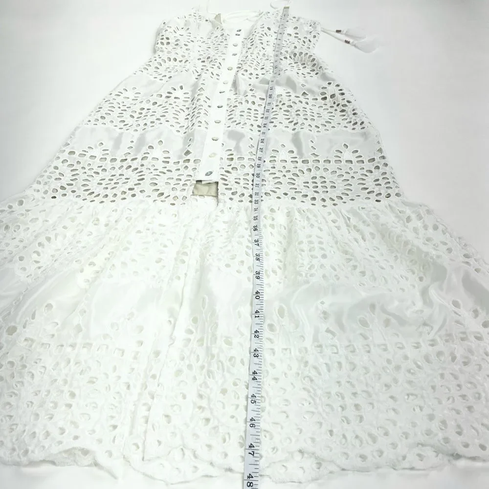 Winston White eyelet v-neck wedding getaway honeymoon dress XS